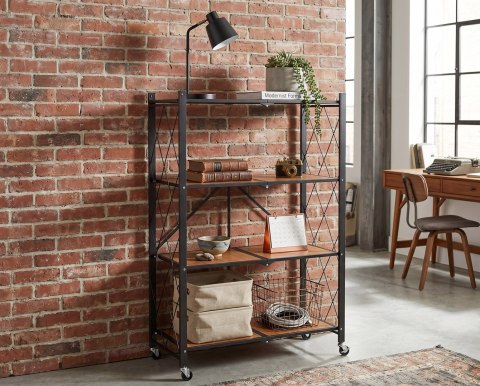 Regał składany BEVEL 4 poziomy loft na kółkach