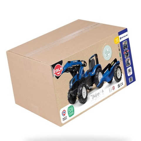FALK Traktor New Holland Niebieski na Pedały z Przyczepką od 3 Lat