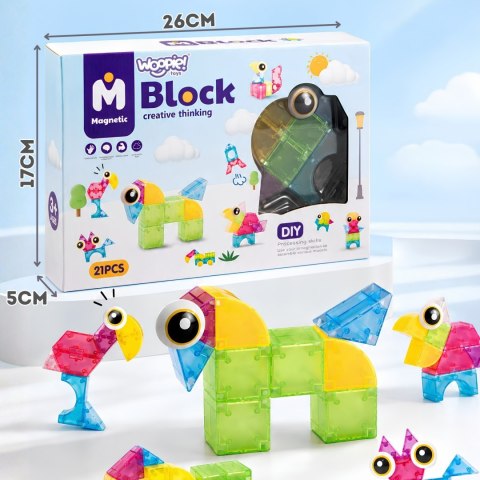 WOOPIE Klocki Magnetyczne 21el M Block Kreatywne Edukacyjne Prezent 3D