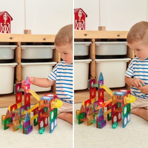 WOOPIE Klocki Magnetyczne Konstrukcyjne 3D Zestaw Edukacyjny Tor Kulkowy 105el.