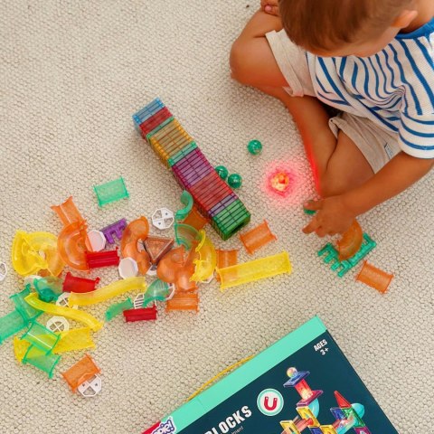 WOOPIE Klocki Magnetyczne Konstrukcyjne 3D Zestaw Edukacyjny Tor Kulkowy 105el.