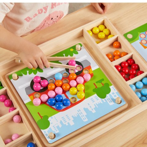 VIGA Drewniana Gra Kulki Złap i Dopasuj Układanka Montessori