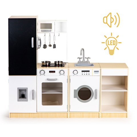 Drewniana kuchnia dla dzieci osobne segmenty XXL tablica + LED ECOTOYS