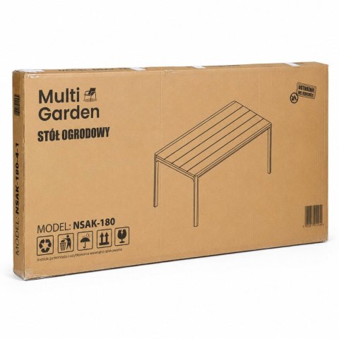 Duży stół ogrodowy 8-osobowy 180x90 cm na taras ogród brązowy blat MultiGarden