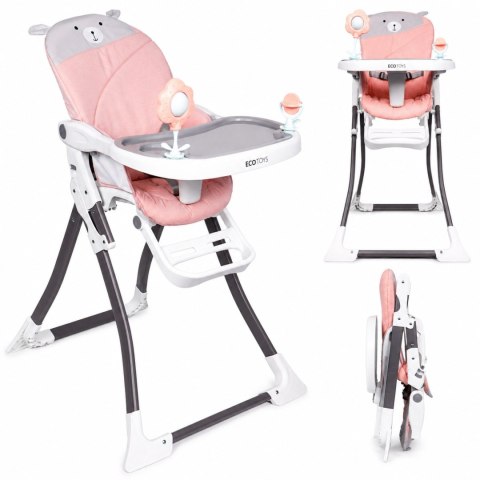 Fotelik krzesełko do karmienia róż składany ECOTOYS