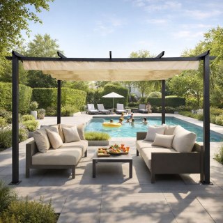 Pergola ogrodowa tarasowa 3x4 m stalowa altana zadaszenie beżowa MultiGarden