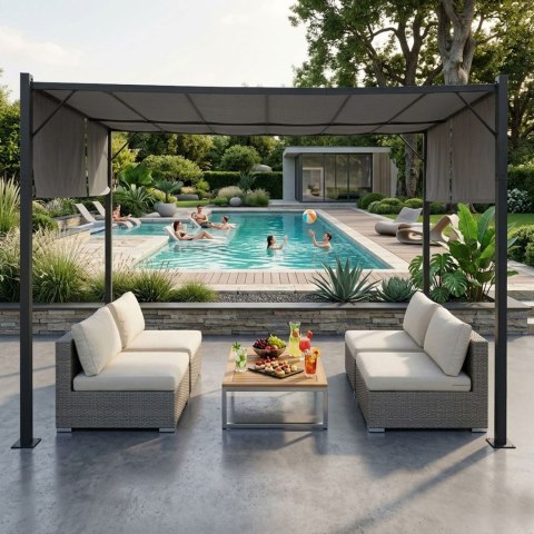 Pergola ogrodowa tarasowa 3x4 m stalowa altana zadaszenie szara MultiGarden