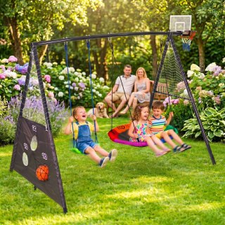 Plac zabaw dla dzieci huśtawka ogrodowa 4w1 kosz do koszykówki bocianie gniazdo ECOTOYS