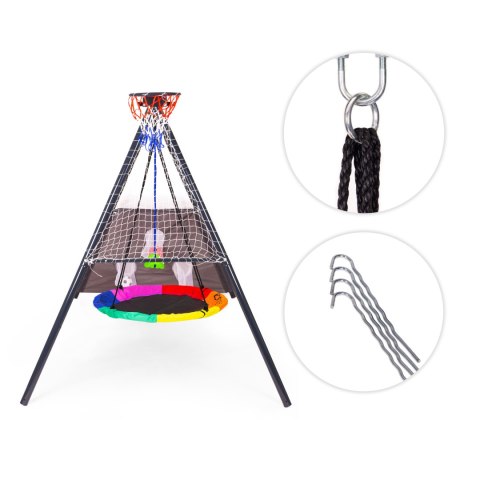 Plac zabaw dla dzieci huśtawka ogrodowa 4w1 kosz do koszykówki bocianie gniazdo ECOTOYS