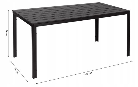 Stół ogrodowy 6-osobowy 156x78 cm polywood meble na taras czarny MultiGarden