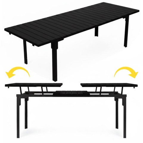 Stół ogrodowy rozkładany 180-240 cm do 12 os. stal HDPE czarny MultiGarden