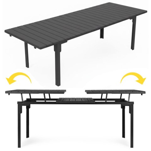 Stół ogrodowy rozkładany 180-240 cm do 12 os. stal HDPE szary MultiGarden