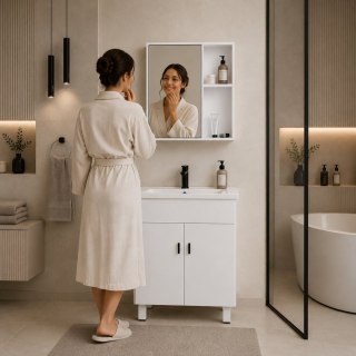 Szafka łazienkowa stojąca z umywalką + lustro zestaw mebli ModernHome