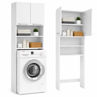 Szafka na pralkę łazienkowa biała szafka z półkami 183 cm ModernHome