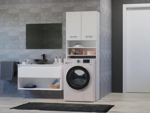Szafka na pralkę łazienkowa biała szafka z półkami 183 cm ModernHome