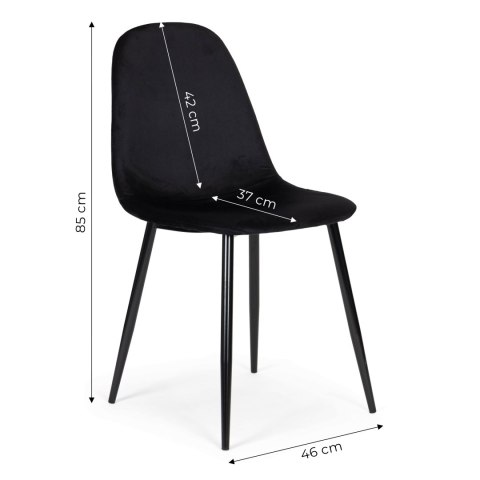 Komplet 4 krzeseł welurowych krzesło do jadalni i salonu czarne ModernHome