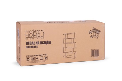 Nowoczesny regał do salonu kratka 5 półek na książki biały ModernHome