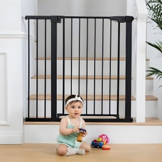 Bramka barierka zabezpieczająca 74-132 cm na schody i drzwi stal dodatkowe panele czarna ECOTOYS