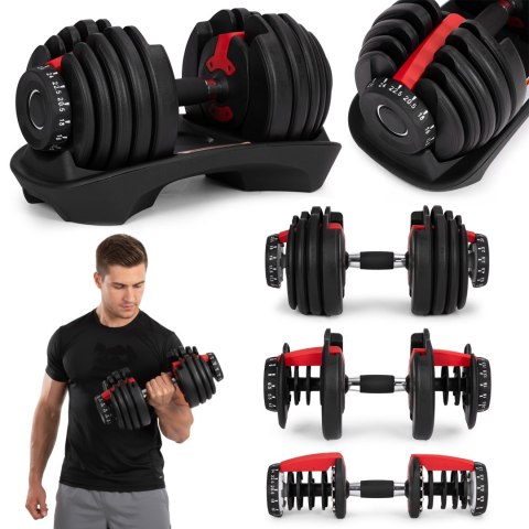 Hantel regulowany żeliwny z podstawką obciążenie 2,5-24 kg MOVEPRO