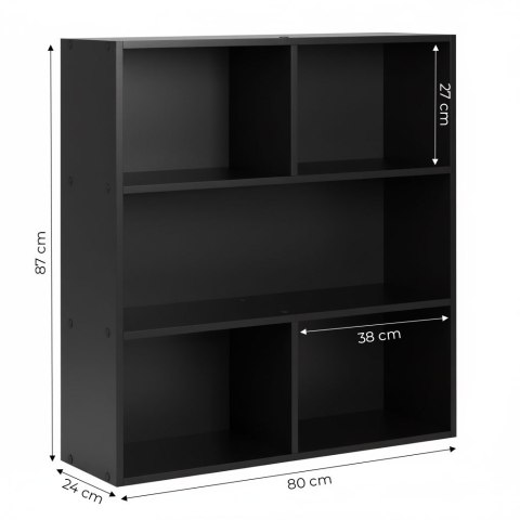 Nowoczesny regał stojący do salonu i sypialni 3 poziomy czarny ModernHome
