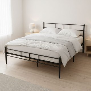 Łóżko metalowe 140x200 cm ze stelażem czarna rama ModernHome