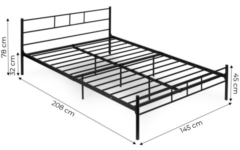 Łóżko metalowe 140x200 cm ze stelażem czarna rama ModernHome