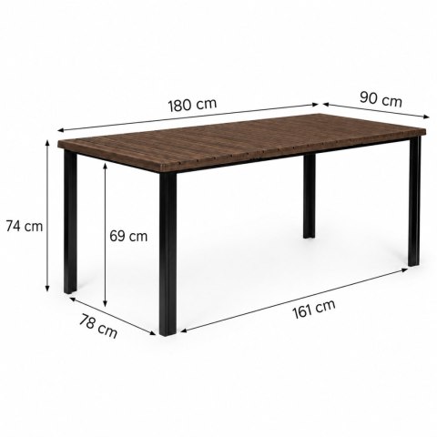 Duży stół ogrodowy 8-osobowy 180x90 cm na taras ogród brązowy blat MultiGarden