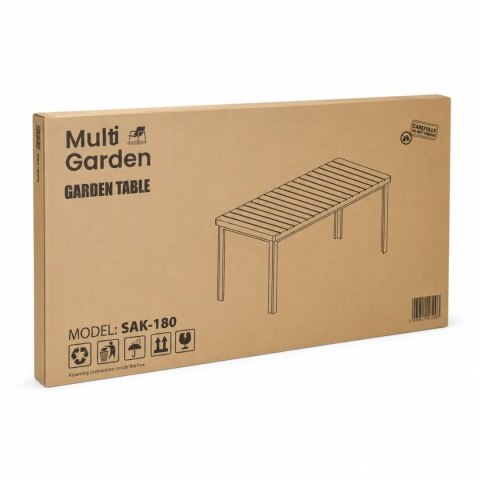 Duży stół ogrodowy 8-osobowy 180x90 cm na taras ogród szary blat MultiGarden