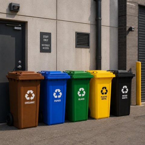 Kosz na smieci 240L duży kubeł śmietnik gumowe koła - zielony szkło