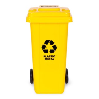 Kosz na smieci 240L duży kubeł śmietnik gumowe koła - żółty plastik