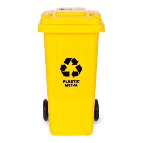 Kosz na smieci 240L duży kubeł śmietnik gumowe koła - żółty plastik