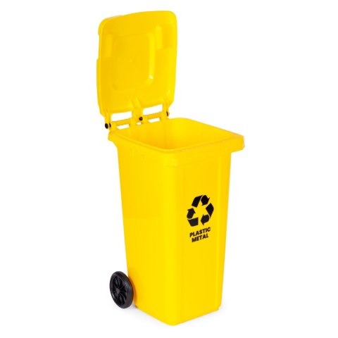 Kosz na smieci 240L duży kubeł śmietnik gumowe koła - żółty plastik