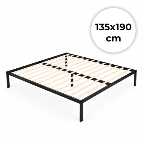 Łóżko metalowe 135x190 cm ze stelażem minimalistyczna czarna rama ModernHome