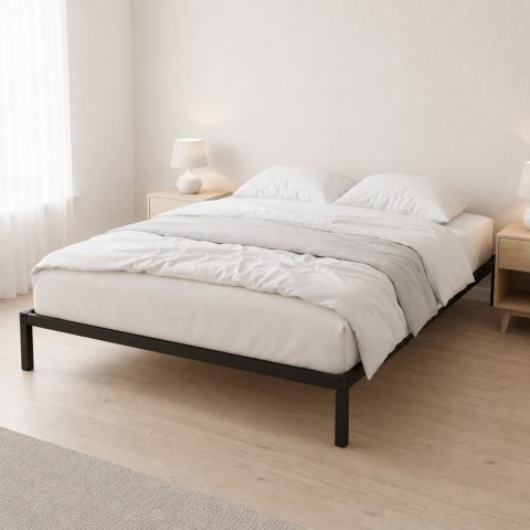 Łóżko metalowe 135x190 cm ze stelażem minimalistyczna czarna rama ModernHome