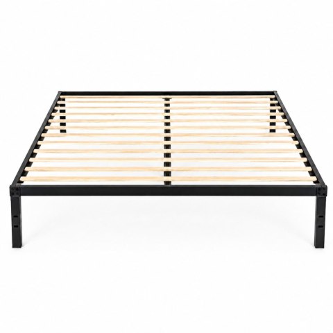 Łóżko metalowe 135x190 cm ze stelażem minimalistyczna czarna rama ModernHome