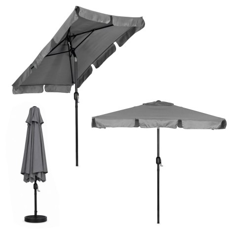 Prostokątny duży parasol ogrodowy skośny łamany z korbą szary 200x130 cm MultiGarden
