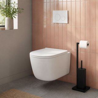 Stojak łazienkowy na papier toaletowy z uchwytem i szczotką do WC czarny ModernHome