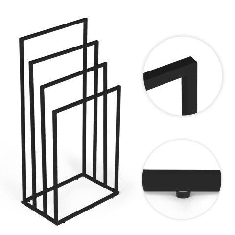 Stojak na ręczniki wieszak wolnostojący metalowy 4 ramiona czarny ModernHome
