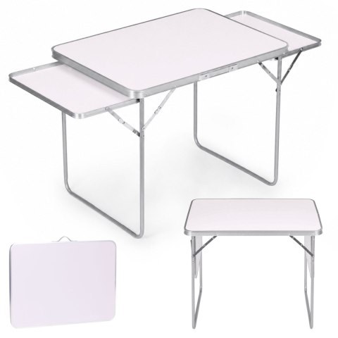 Stolik turystyczny 120x60 cm składany w walizkę 2 półki biały MultiGarden