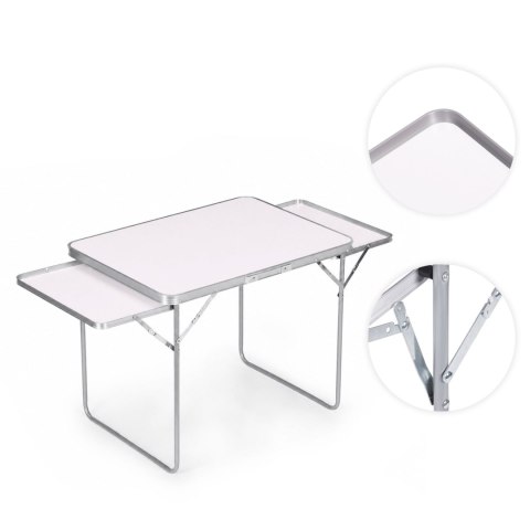 Stolik turystyczny 120x60 cm składany w walizkę 2 półki biały MultiGarden