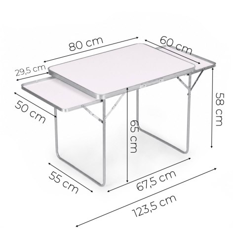 Stolik turystyczny 120x60 cm składany w walizkę 2 półki biały MultiGarden