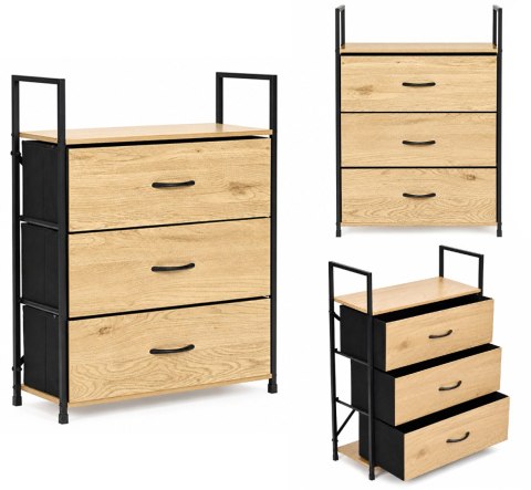 Szafka z 3 szufladami materiałowymi regał 60 cm organizer tekstylny loft ModernHome
