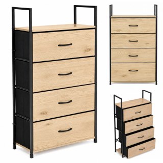 Szafka z 4 szufladami materiałowymi regał 60 cm organizer tekstylny loft ModernHome
