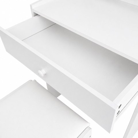 Toaletka kosmetyczna z lustrem i oświetleniem LED 3 barwy półki szuflada taboret ModernHome