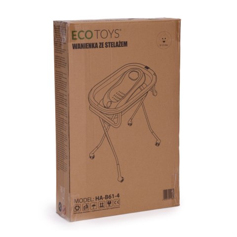 Wanienka dla dzieci na stelażu składana z odpływem termometr LCD ECOTOYS