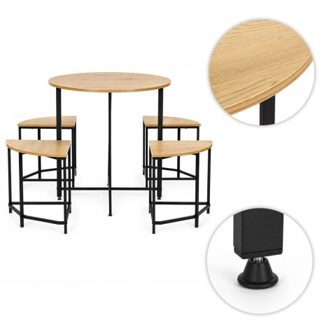 Zestaw stół 4 krzesła meble do jadalni kuchni komplet dla 4 osób loft ModernHome