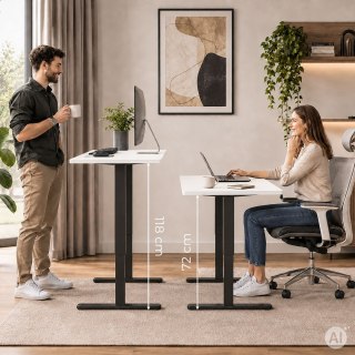 Biurko elektryczne 120x60 cm podnoszone regulacja wysokości 72-118 cm biały blat ModernHome