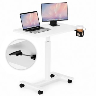 Mobilne biurko 70x48 cm stolik pod laptopa regulacja wysokości 71,5-112 cm białe ModernHome