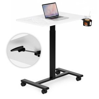 Mobilne biurko 70x48 cm stolik pod laptopa regulacja wysokości 71,5-112 cm biały blat ModernHome