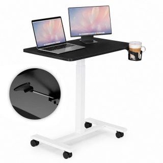 Mobilne biurko 70x48 cm stolik pod laptopa regulacja wysokości 71,5-112 cm czarny blat ModernHome